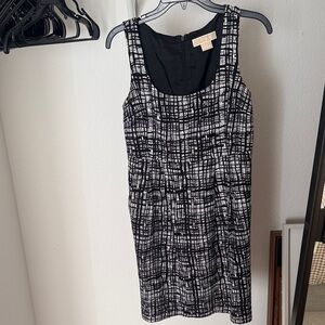 Michael Kors Black and White Grid Mini Dress